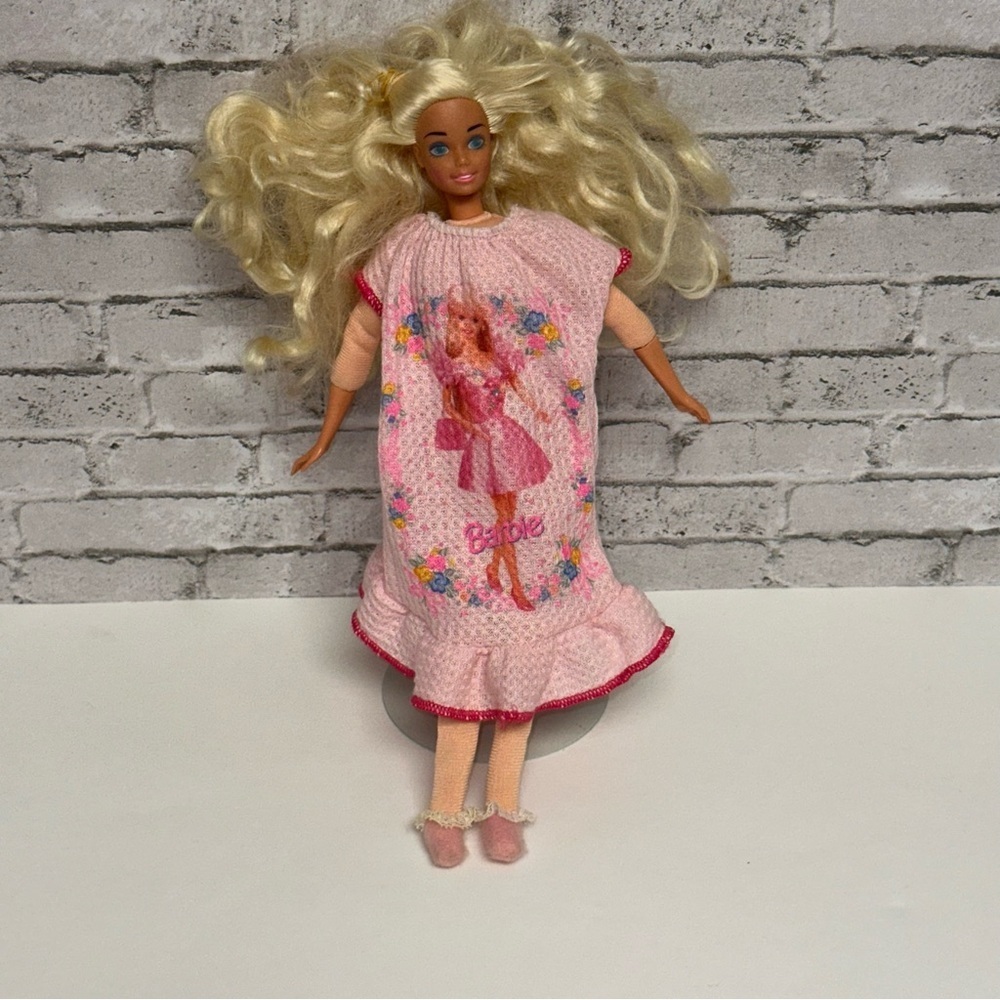 Barbie Soft Bedtime Doll Vintage 1993 Nightgown Blonde Hair Slippers Restyled